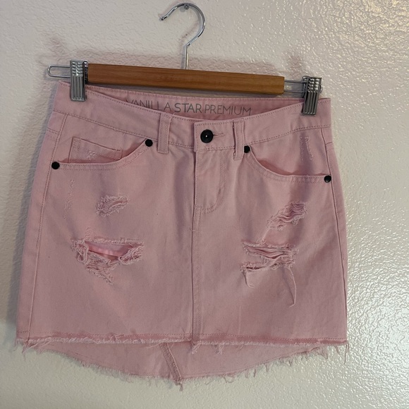 Vanilla Star Premium Pink Denim Mini Skirt - Picture 1 of 2